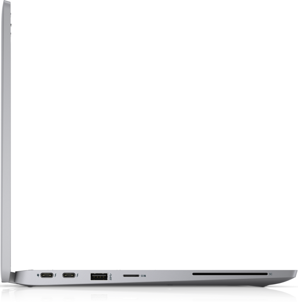 پورت‌های سمت چپ لپ تاپ دل 5320: دو پورت Thunderbolt 4، پورت USB-A، شیار microSD و کارت‌خوان هوشمند
