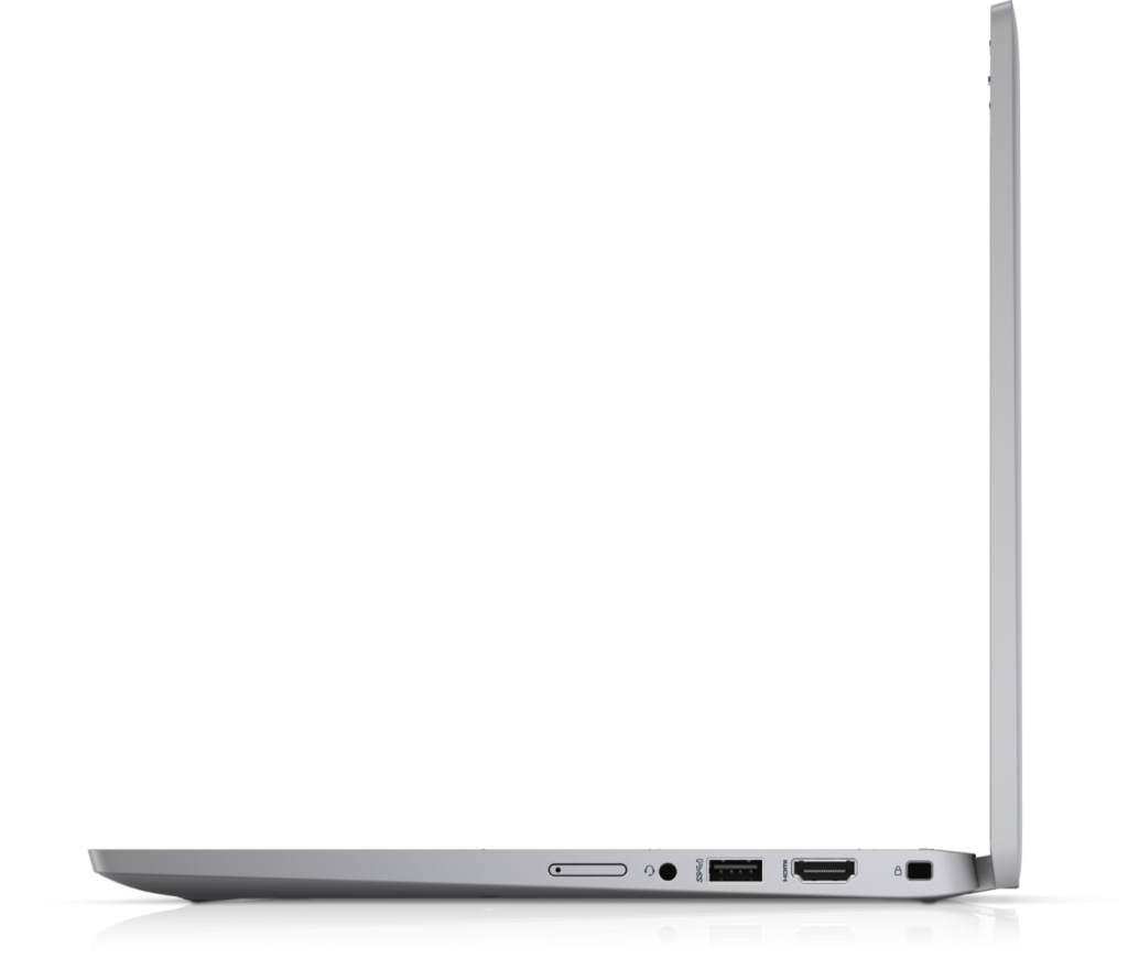 پورت‌های سمت راست لپ تاپ دل 5320: جک صدا، USB-A با PowerShare، HDMI 2.0 و شیار قفل امنیتی