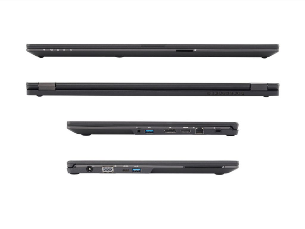 پورتهای کناری لپ تاپ فوجیتسو LIFEBOOK U758 شامل VGA، HDMI، USB و شبکه